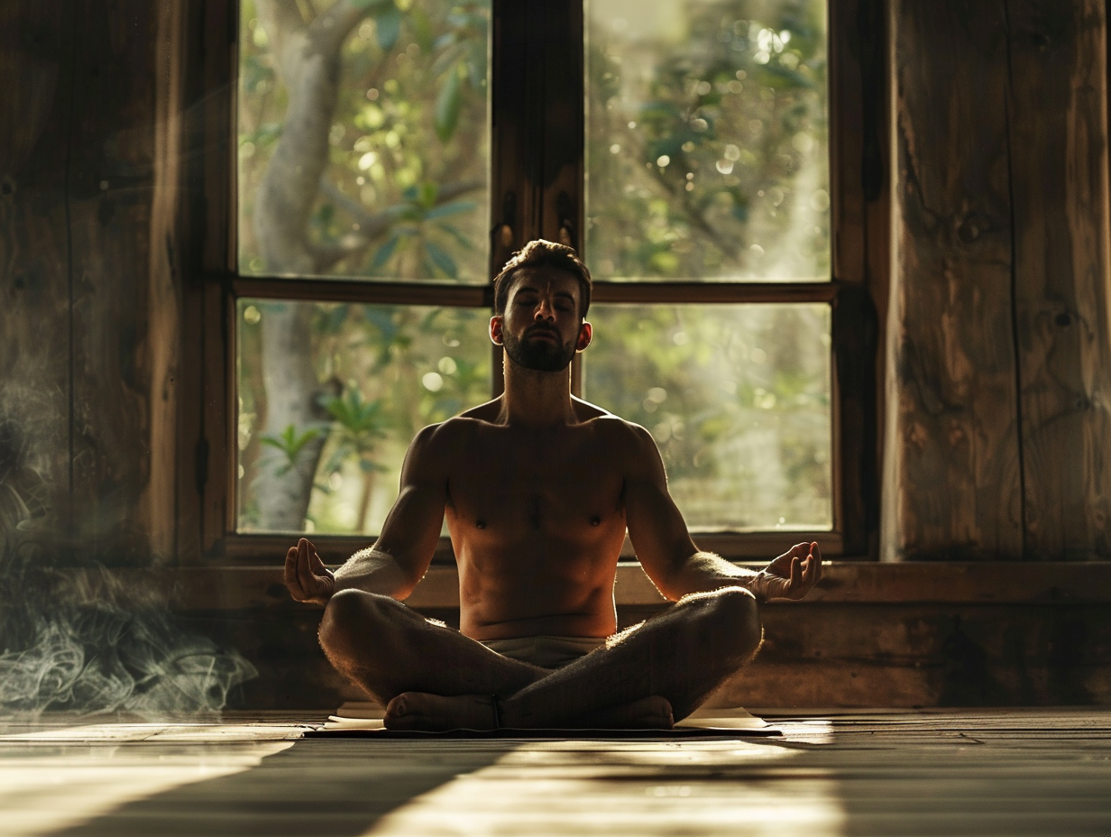 Група людей різного віку практикує йогу в гармонійній атмосфері